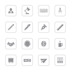 gray flat icon set 8 with rounded rectangle frame vector image