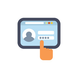hand entering password using mobile application vector image