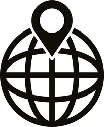 sphere browser with pin location block style icon vector image