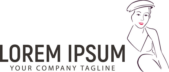 beauty woman with red lip logo design concept Vector Image