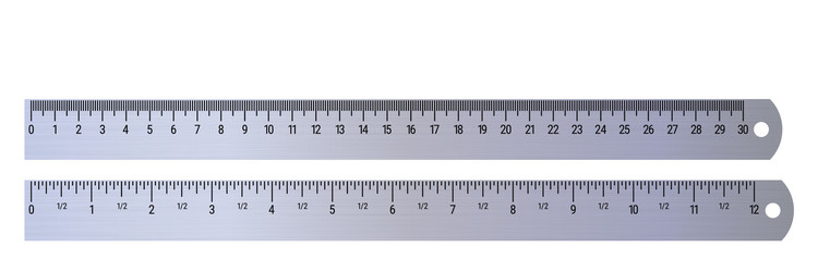 realistic metal rulers 30 centimeters and 12 vector