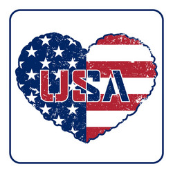 american flag heart grunge Vector Image