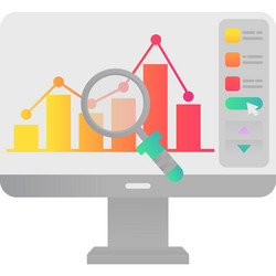 data analysis icon financial chart on pc vector