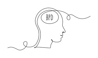 Dpd concept with human head one continuous line vector