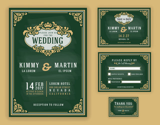 Elegant Wedding Stationery Set Vector Image