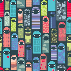 seamless pattern with colorful ghosts vector image