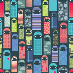 seamless pattern with colorful ghosts vector