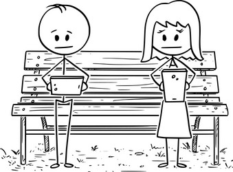 Cartoon couple man and woman sitting vector