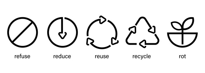 icon reduce reuse recycle refuse rot recycling vector