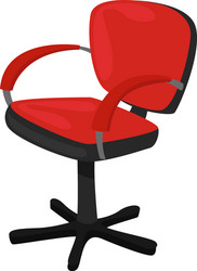 red computer chair on white background vector