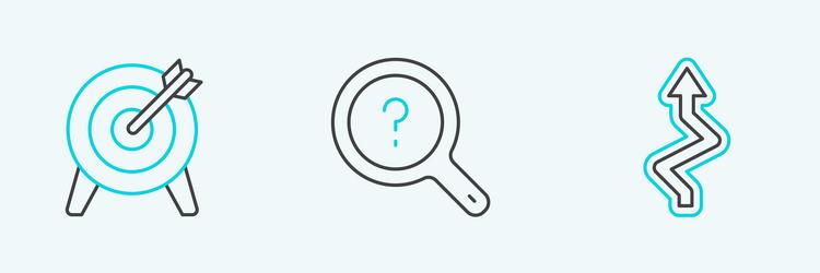 set line arrow target and unknown search icon vector image