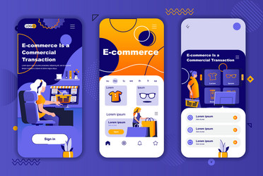 E-Commerce App UI Kit - Mobile Screens vector image