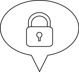 monochrome contour of oval speech with padlock vector