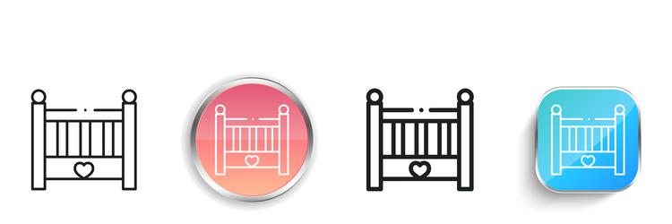 baby bed icon thin linear regular and button vector image
