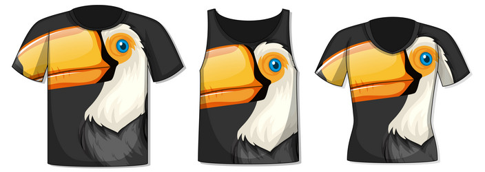 Different types of tops with toucan bird pattern vector