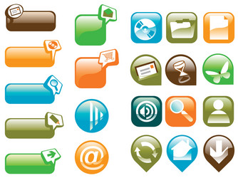 Glass Buttons - Transparent UI Elements vector image