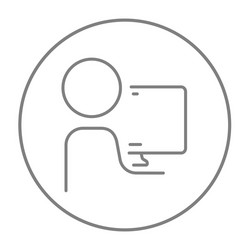 man working at his computer line icon vector