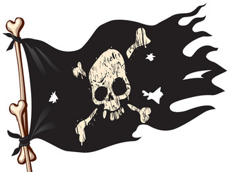 Skull and bones on a pirate flag Royalty Free Vector Image