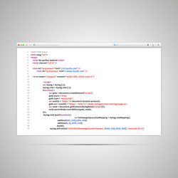 browser window with simple html code of web page vector image