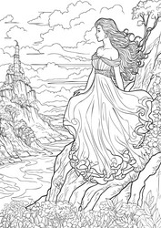 Enchanted realm princess coloring book pages Vector Image