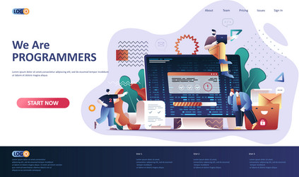 programming software flat landing page template vector image