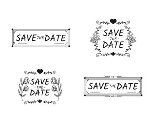 set of hand drawn save the date frame design vector image