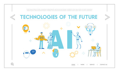 artificial intelligence website landing page vector image