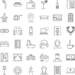 Doorman Icon Set - Outline Style Vector Image