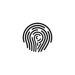 Fingerprint isolated print finger touch flat vector