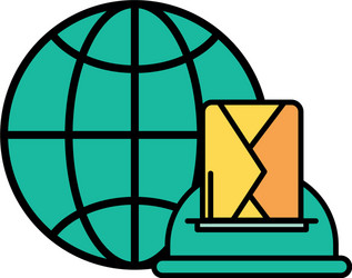 envelope mail with mailbox and sphere browser vector image
