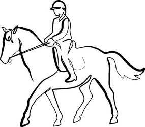 Horse Rider Silhouette - Continuous Line Art Vector Image