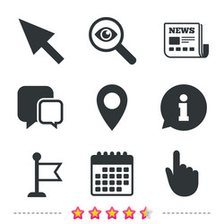mouse cursor icon hand or flag pointer symbols vector image