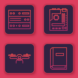 set line server data web hosting drone flying vector image