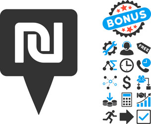 shekel map pointer flat icon with bonus vector image