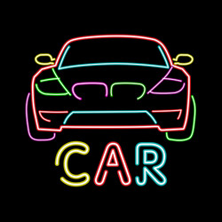 abstract retro sign car neon vintage vector