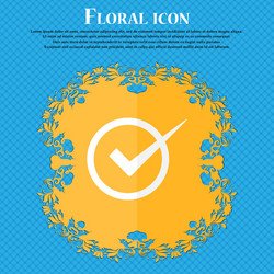 check mark sign icon checkbox button floral flat vector image