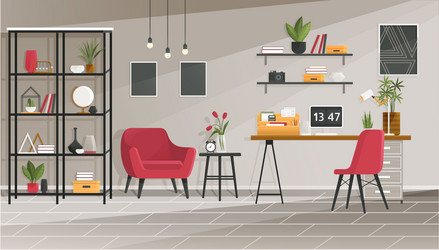 Home office interior vector