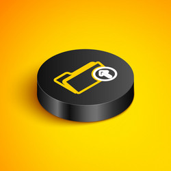 isometric line upload file icon isolated on yellow vector image