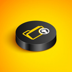 Isometric line upload file icon isolated on yellow vector