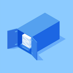 rectangle cargo container open door pile of crate vector image