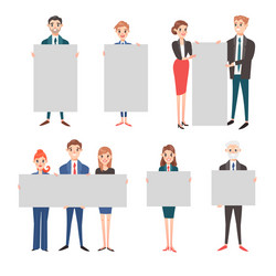 Business people hold banner set vector