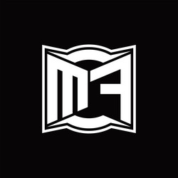 mf logo monogram with abstract shape design vector image