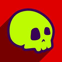 Flat with shadow icon and mobile application skull vector