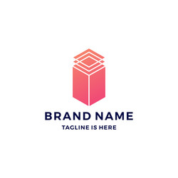 geometric rectangular rectangle logo blockchain vector image