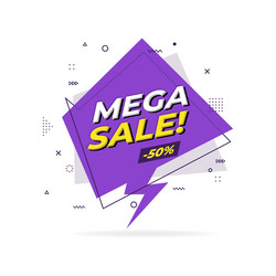 mega sale trendy flat geometric banner vector