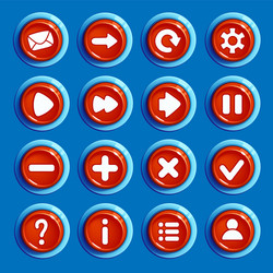 Cartoon red round buttons with web icons vector