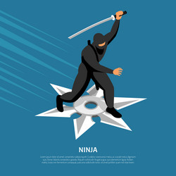 Ninja warrior isometric poster vector