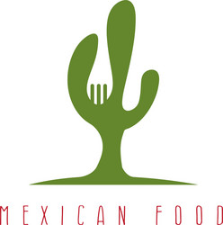 cactus and fork negative space design template vector image