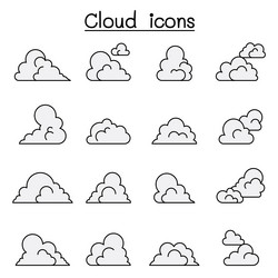 cloud icon set in colorline style vector image