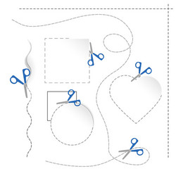dashed wavy and straight lines with scissors vector image
